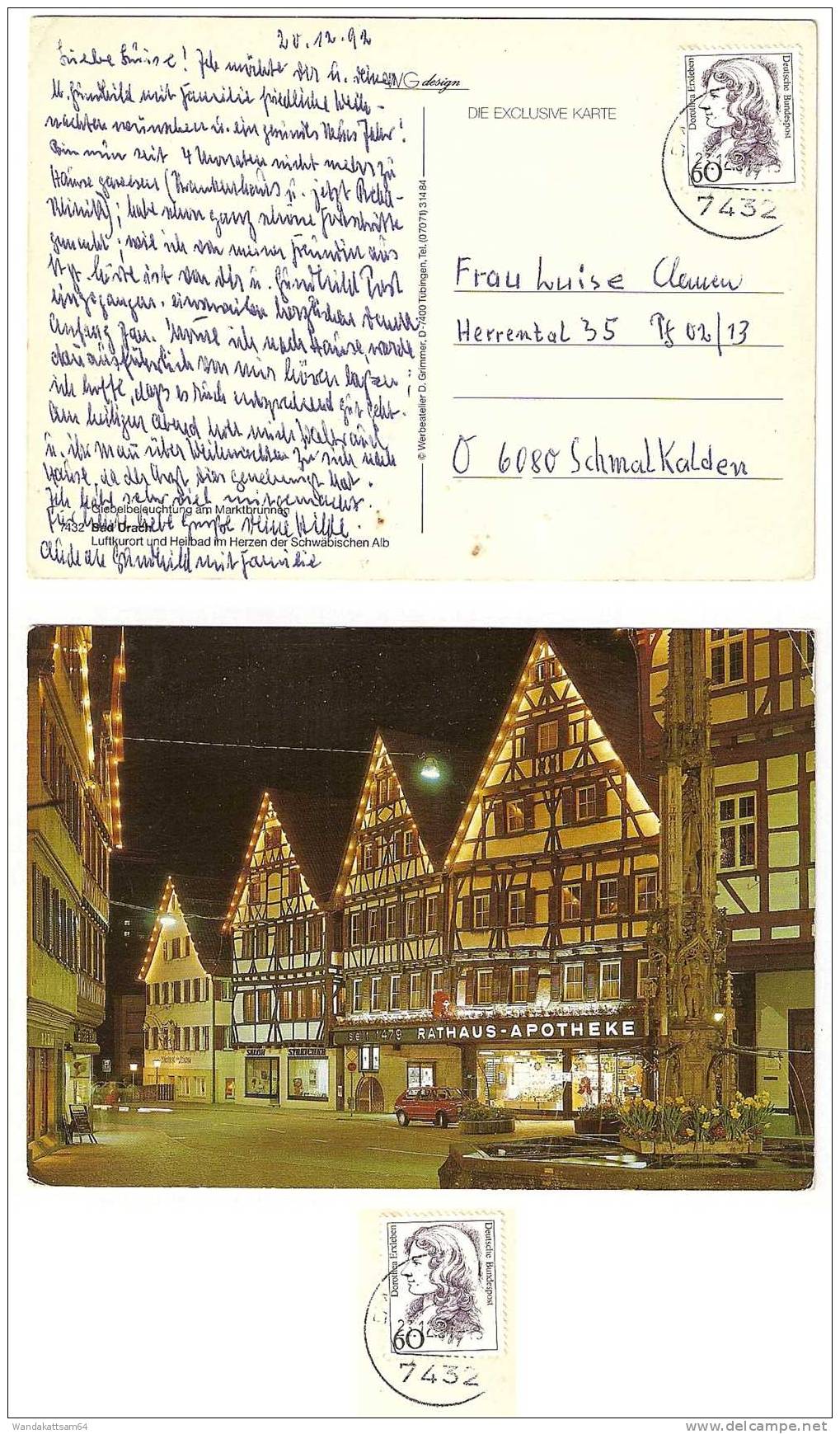 AK 7432 Bad Urach Luftkurort Und Heilbad Im Herzen Der Schwäbischen Alb Giebelbelechtung Am Marktbrunnen 23.12.91 - 13 - Bad Urach