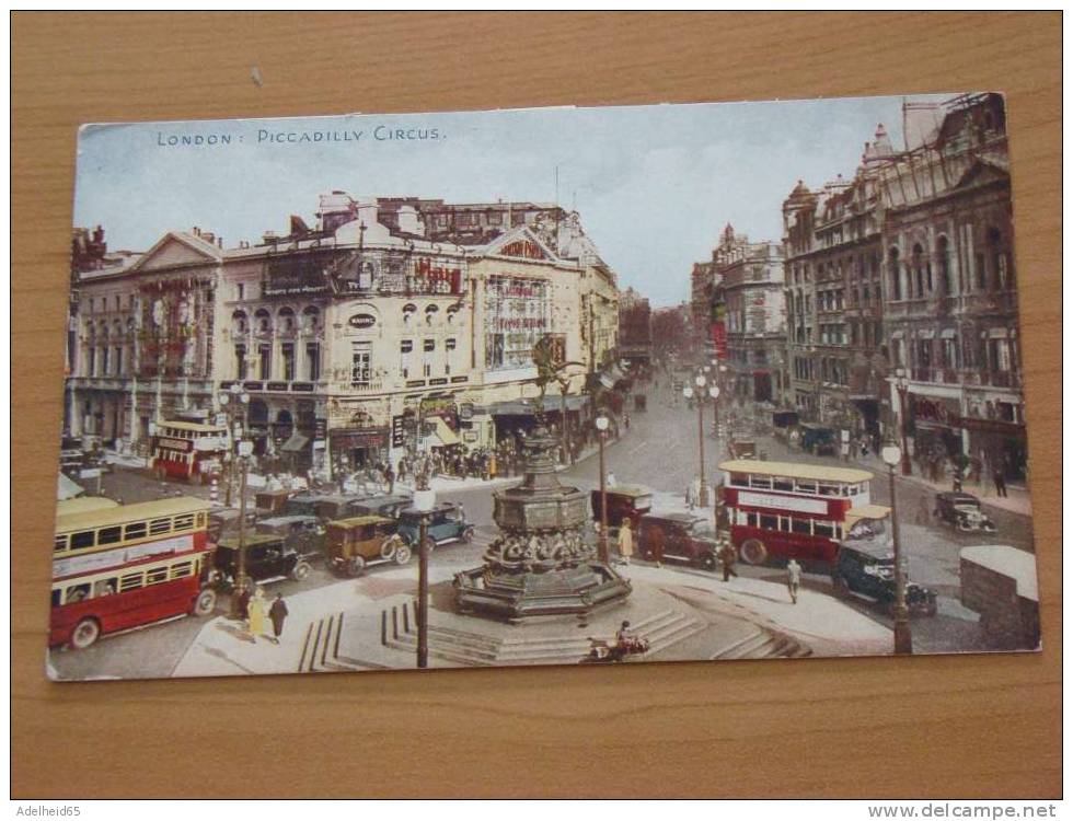 London Piccadilly Circues Double-decker, Cars, Photochrom Co. - Piccadilly Circus