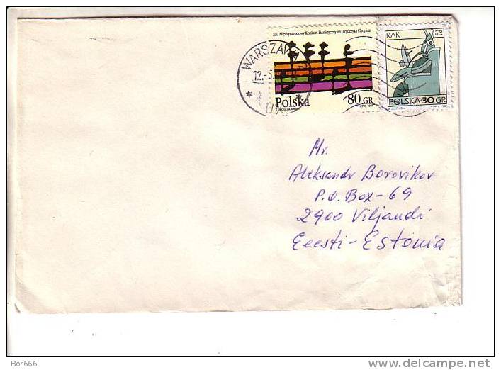 GOOD POLAND Postal Cover To ESTONIA 1995 - Good Stamped: Music - Brieven En Documenten