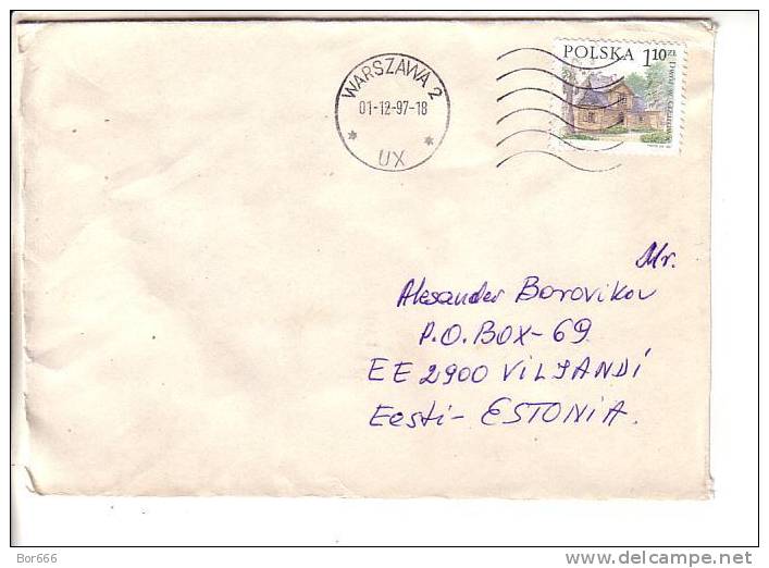 GOOD POLAND Postal Cover To ESTONIA 1997 - Good Stamped: Architecture - Brieven En Documenten