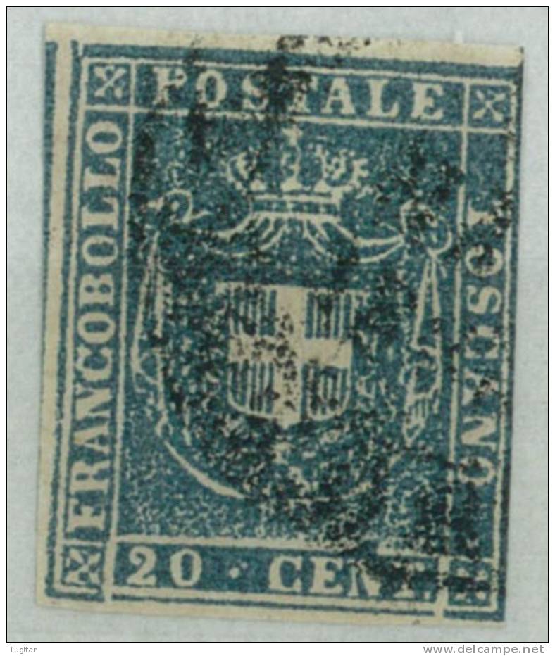Antichi Stati:  Toscana Governo Provvisorio - 20b  Usato - 20 Cent. Azzurro Grigio - Toscana