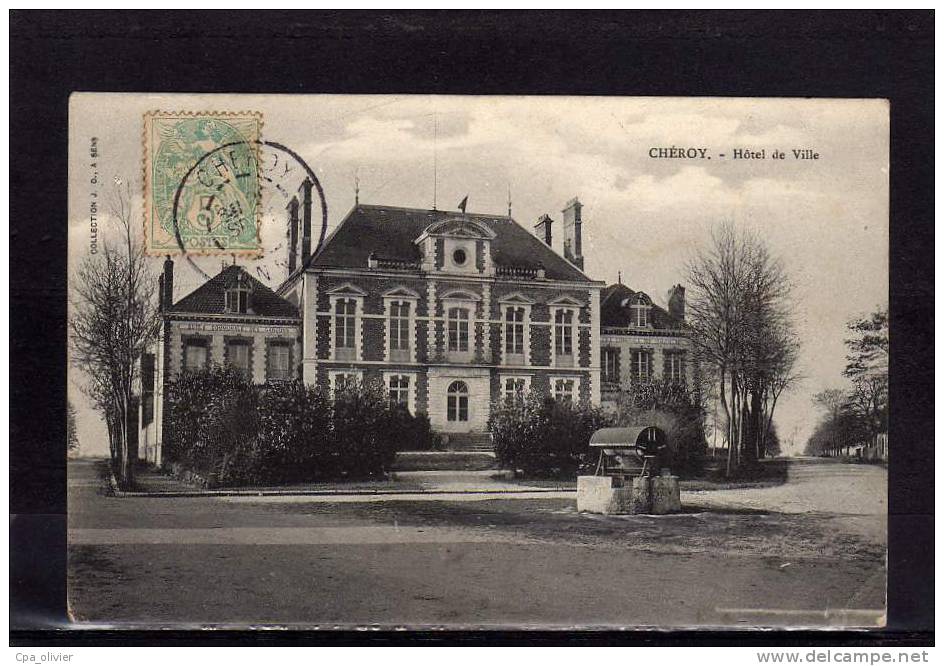 89 CHEROY Hotel De Ville, Mairie, Puits, Ed JD, 190? - Cheroy