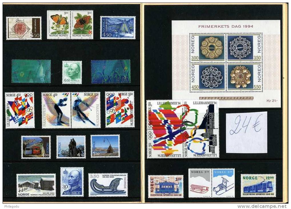 NORGE 1994   Année Complète Neuve ** Dans Le Présentoir De La Poste (avec Des Détails Sur Les Timbres) - Full Years