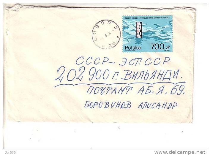 GOOD POLAND Postal Cover To ESTONIA 1990 - Good Stamped: Hydro Meteorology - Cartas & Documentos