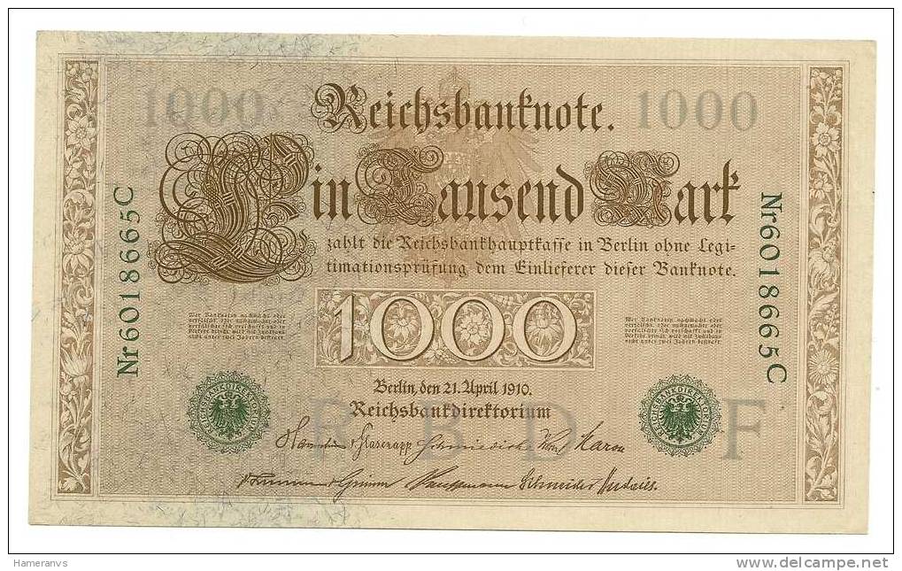 Germania 1000  Marchi 1910 UNC - P. 44 - 1000 Mark