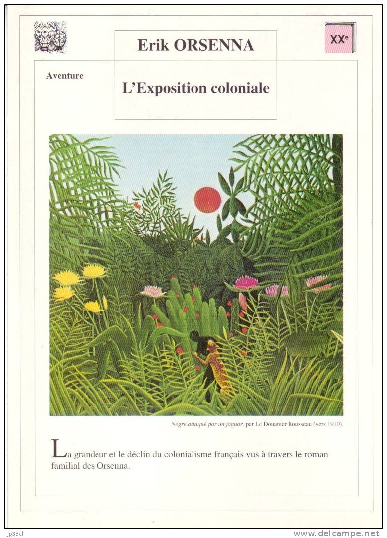 Fiche De Lecture Sur "L'Exposition Coloniale", D'Erik Orsenna - Lesekarten