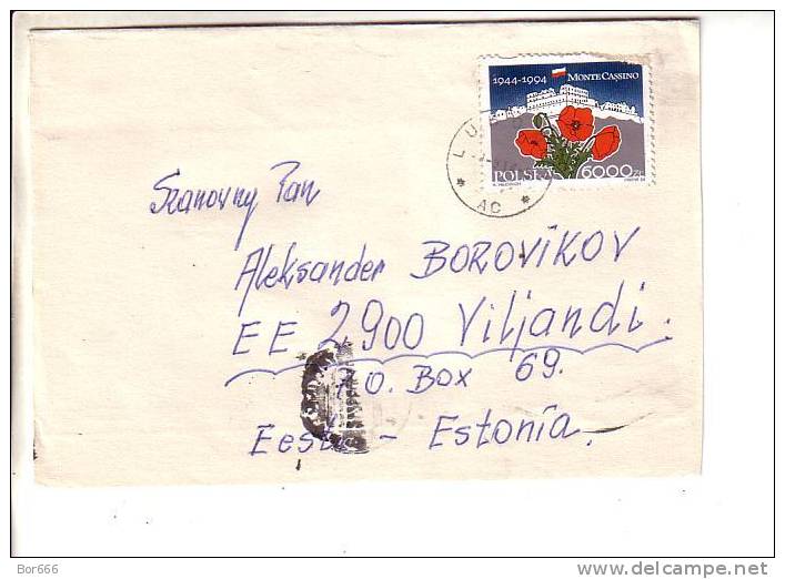 GOOD POLAND Postal Cover To ESTONIA 1994 - Good Stamped: Monte Cassino - Lettres & Documents