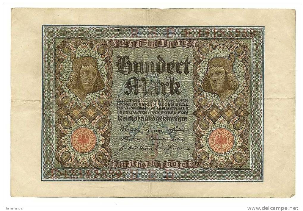 Germania 100  Marchi  1920   - P. 69 - 100 Mark