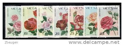 VIETNAM  1988 MICHEL NO: 1888-1894 USED - Rosas