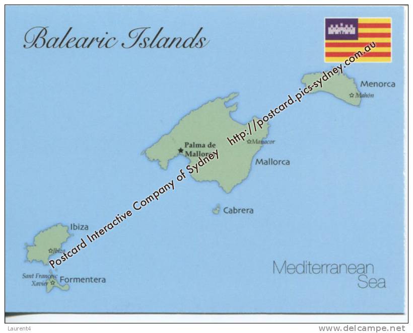 Map Postcard Of Madeira Islands - Carte Geographique De L´ile Des Iles Baléares - Cabrera