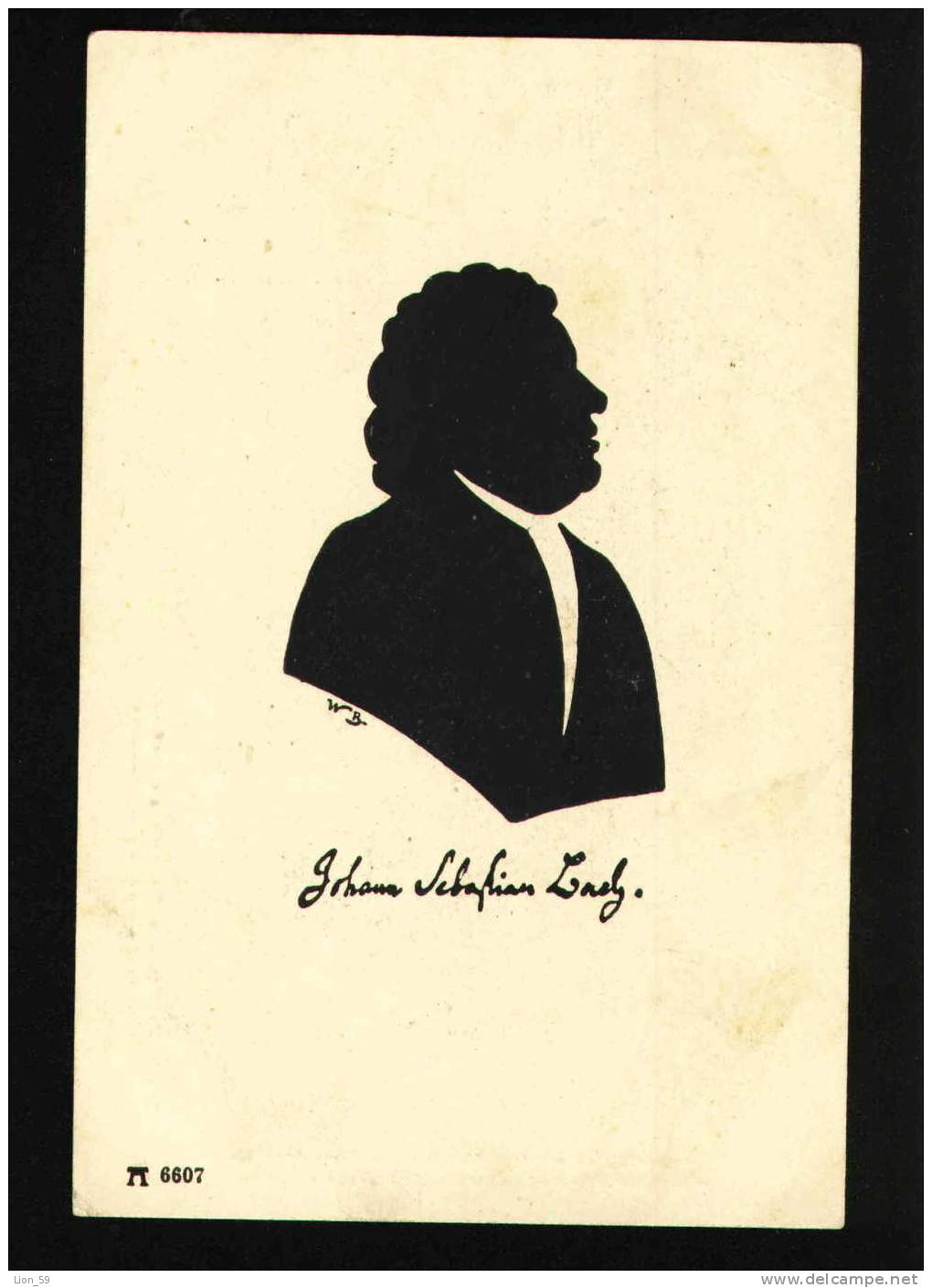 Illustrator W. BITHORN - Silhouette Johann Sebastian Bach Germany COMPOSER Series - #  6607/661  Pc 19446 - Silhouettes