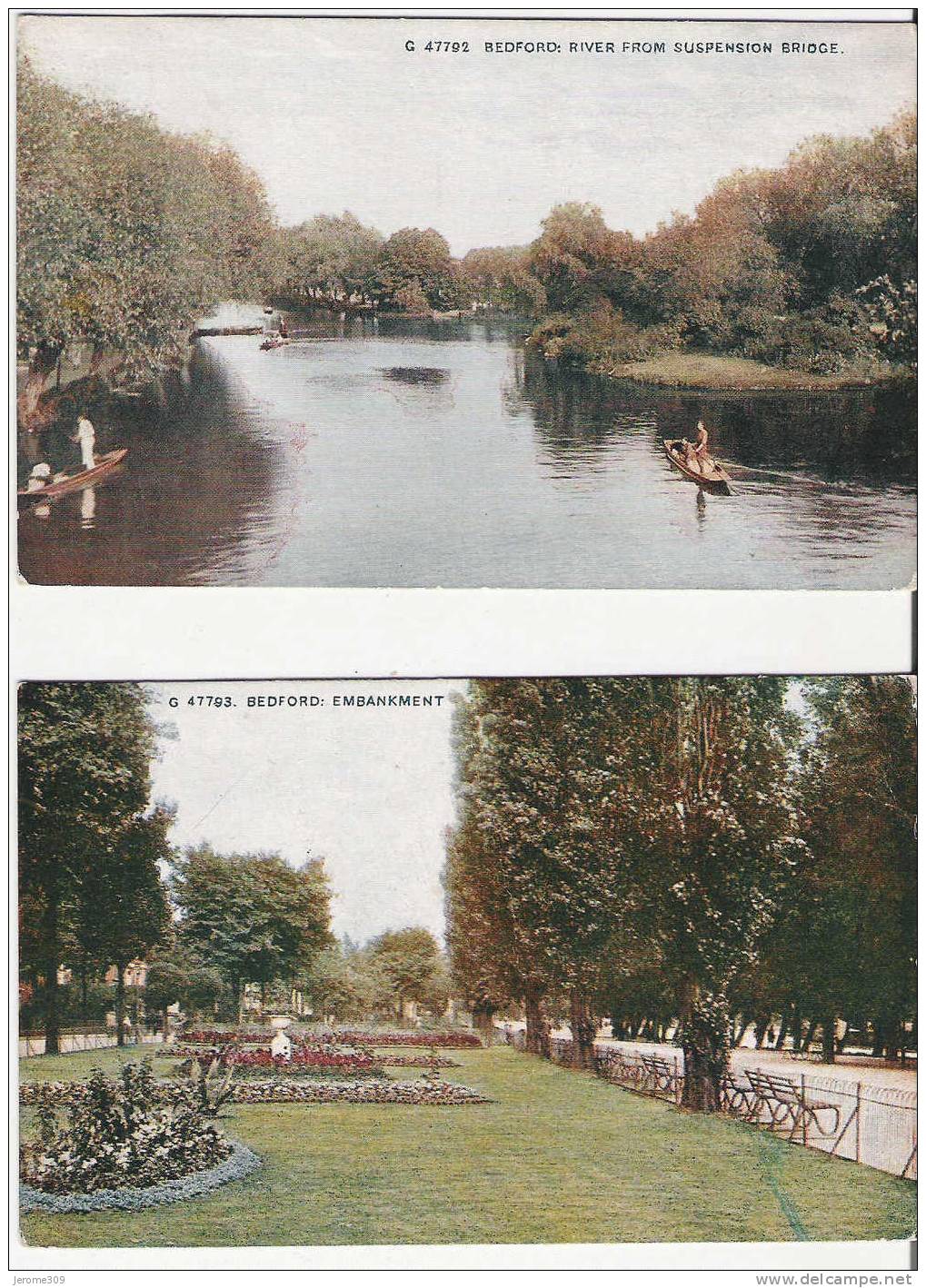 ROYAUME-UNI - BEDFORD - Lot De 2 CPA - N°47792-47793 - Bedford, Embankment - River From Suspension Bridge - Bedford