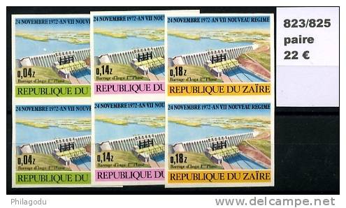 ZAIRE 823/825****  NON DENTELE    Barrage D´INGA  électricity - Unused Stamps