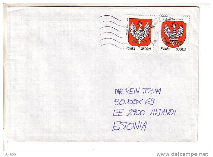 GOOD POLAND Postal Cover To ESTONIA 1994 - Good Stamped: Coat Of Arms - Lettres & Documents