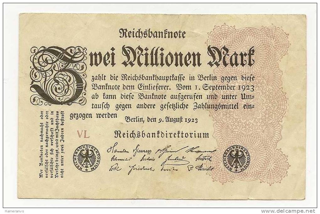 Germania 2 Milioni Di Marchi 1923 - P.104d - 2 Miljoen Mark