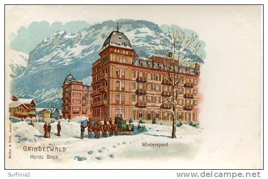 GRINDENWALD - HOTEL BAER - WINTERSPORT 1903 - EARLY CHROMO - Port