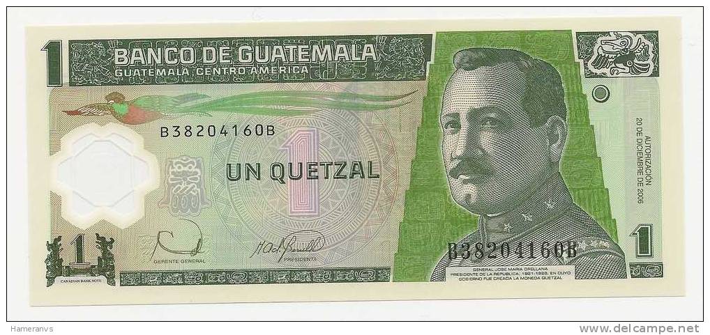 Guatemala 1 Quetzal 2006  UNC - P. New - Polymer - Guatemala