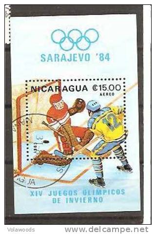 Nicaragua - Foglietto Usato: Olimpiadi Invernali Di Sarajevo 1984 - Hockey (Ice)