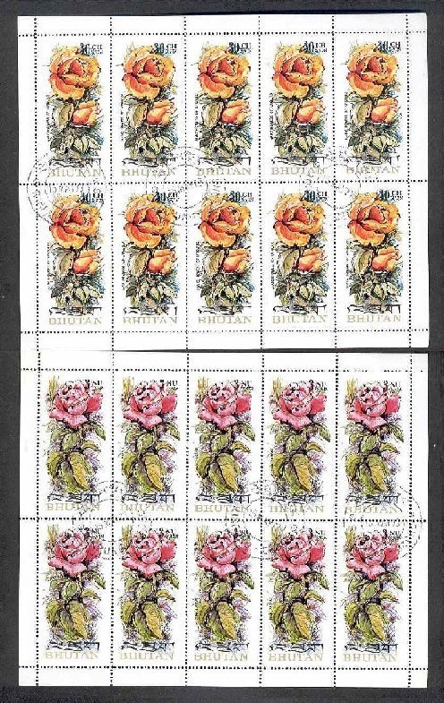 Scented Roses, Wonderful Perfumed Set Of 6 Stamps From 1973 In Minisheets Of 10 - Rosas