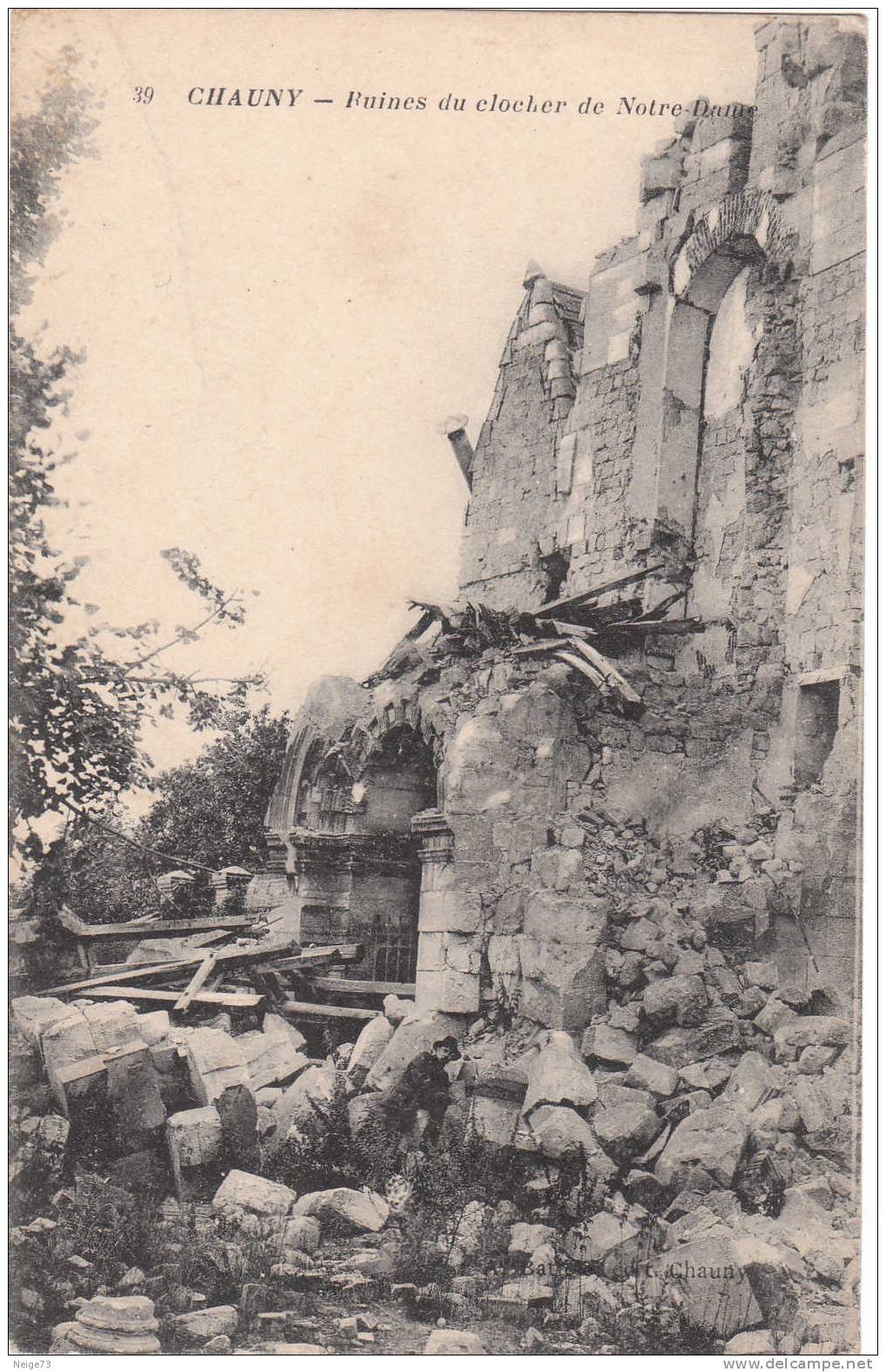 Cpa Du 02 - Chauny - Ruines Du Clocher De Notre-Dame - Chauny