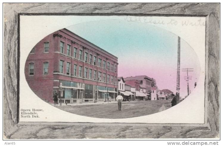 Ellendale North Dakota ND, Opera House And Street Scene On C1910 Vintage Postcard - Otros & Sin Clasificación