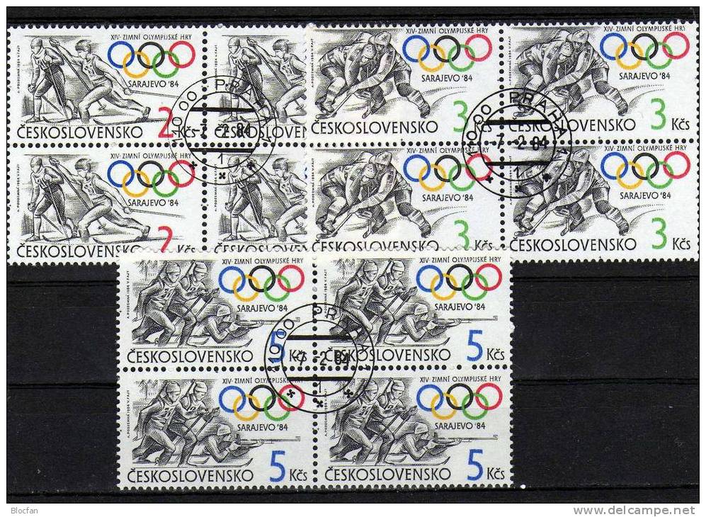 IOC / Olympic 1984 Wintersport-Arten CSSR 2750/3 Plus 4-Block O 7€ - Jockey (sobre Hielo)