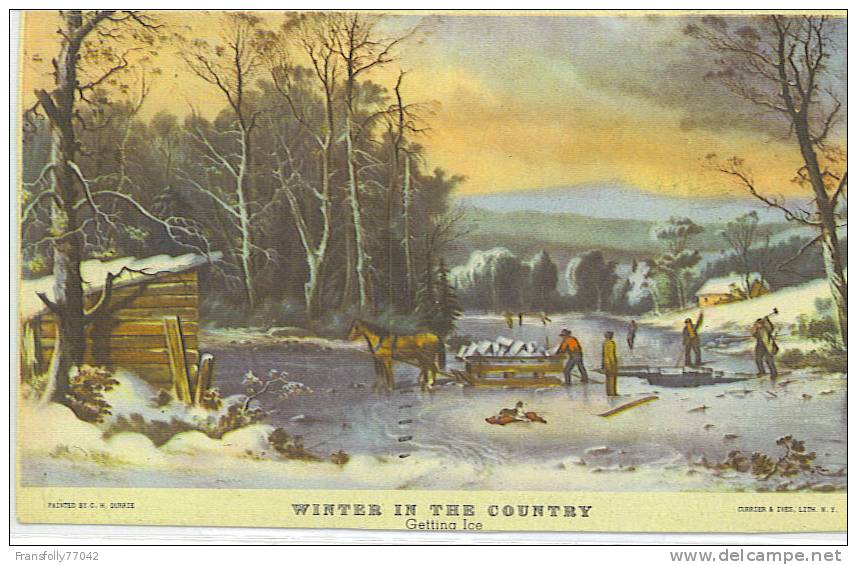 CURRIER And IVES LITHO - WINTER IN THE COUNTRY - 1945 - Autres & Non Classés