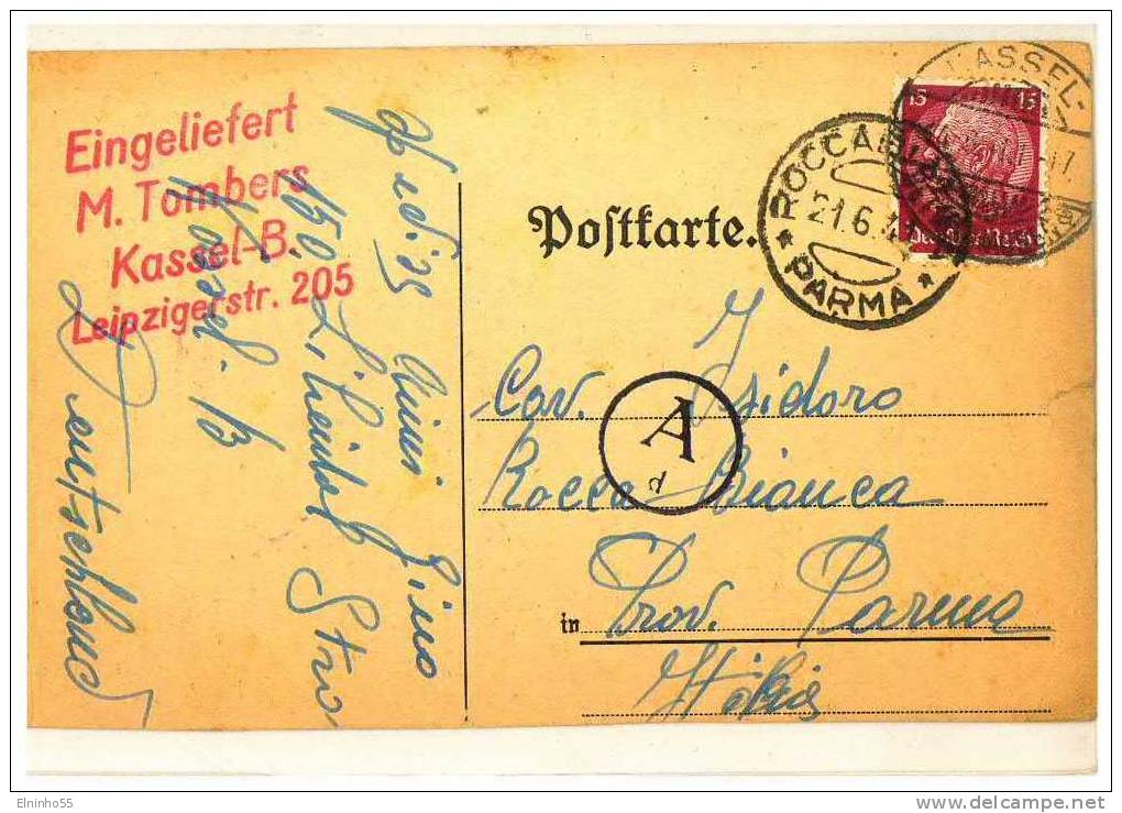 WWII 1941 Campo Lavoro Kassel - Cartolina Postale Per Roccabianca (Parma) - Prison