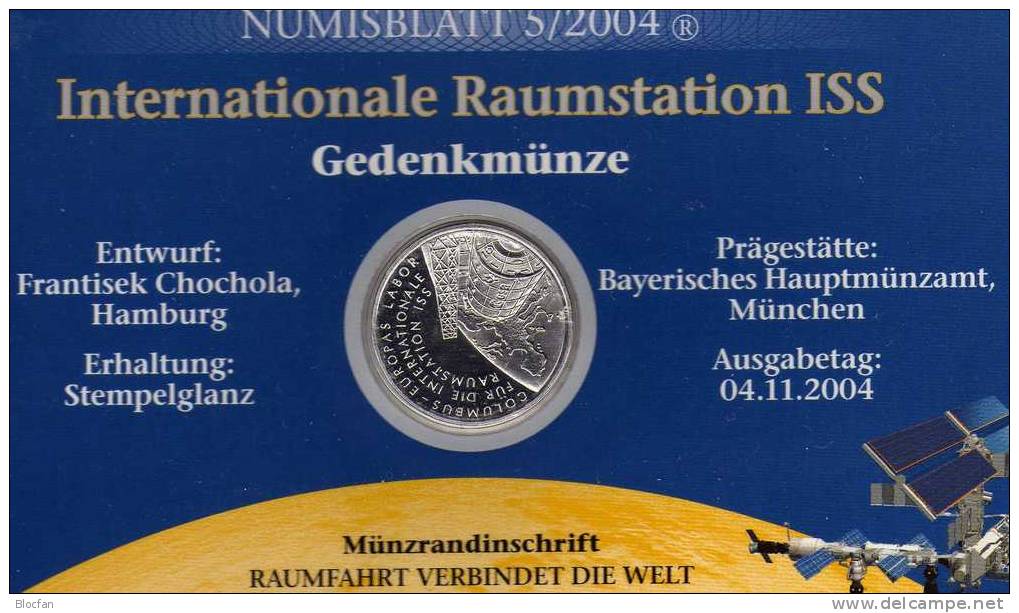 Raumstation ISS Numisblatt 5/2004 D Deutschland 2433 10-KB SST 32€ Module Der Raum-Station Bf Numis-Blatt Coin Document - Alemania