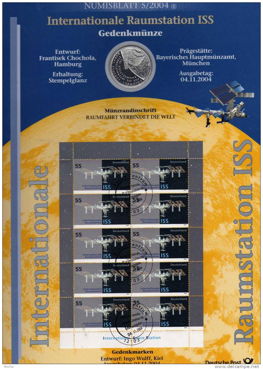 Raumstation ISS Numisblatt 5/2004 Deutschland Mit 2433 10-KB SST 32€ - Andere & Zonder Classificatie