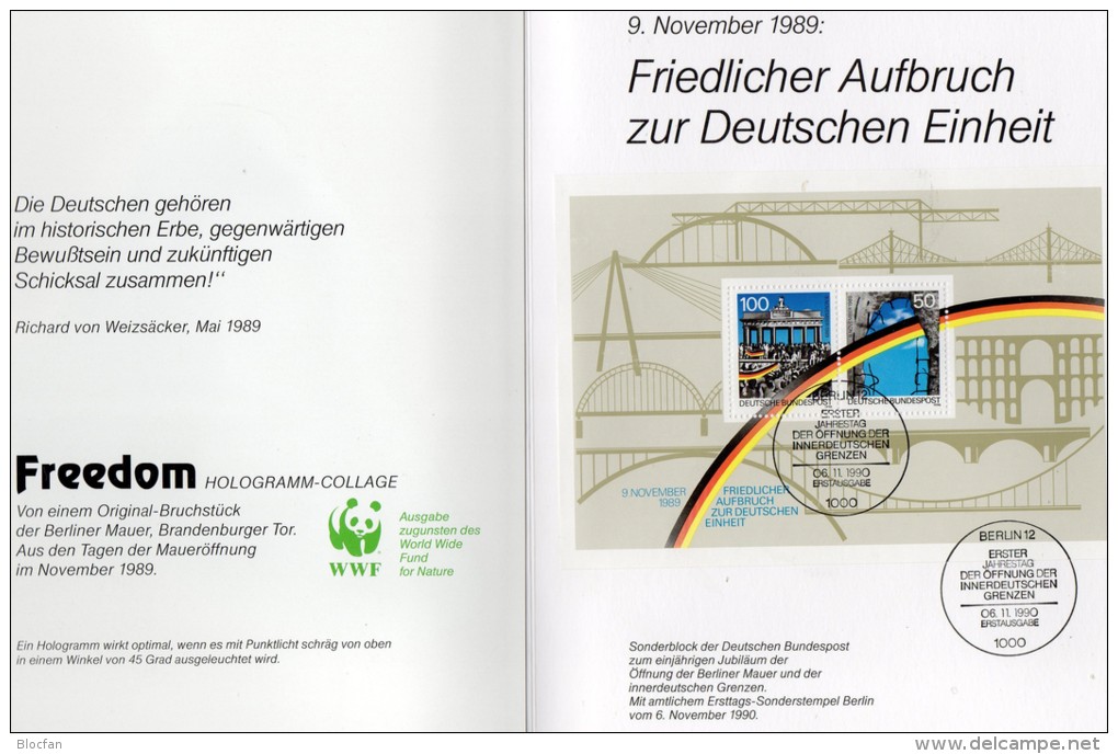 Hologramm Mauer In Berlin 1990 BRD Block 22 SST Plus SBl.1/90 34€ Einheit In Deutschland M/s Bloc Gate Sheet Bf Germany - Hologrammes