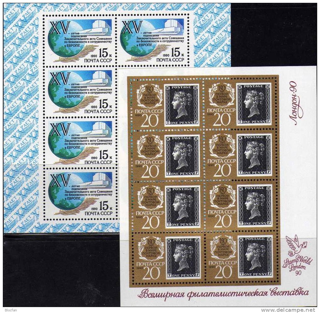 150 Jahre Briefmarken Und KSZE SU Kleinbogen 6067+ 6093 ** 25€ Black Penny Von GB - Emisiones Comunes