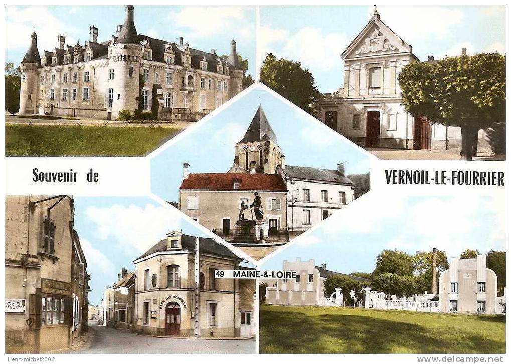 Vernoil Le Fourrier ( Maine Et Loire ) Chateau , Café Du Commerce Et Monument , Photo Combier - Other & Unclassified