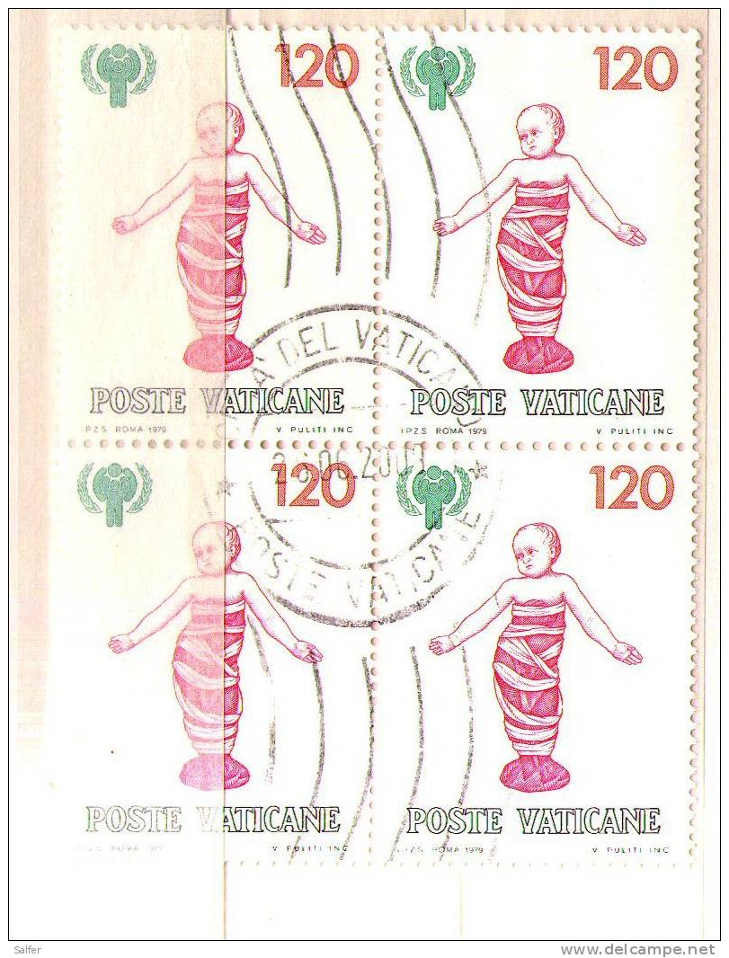 VATICANO  1979  ANNO DEL FANCIULLO  L. 120  Blocco Di 4 Usato / Used - Used Stamps
