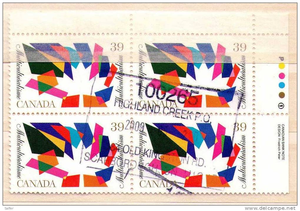 CANADA   MULTICULTUTA  Blocco Di 4 Usato / Used - Commemorative Covers