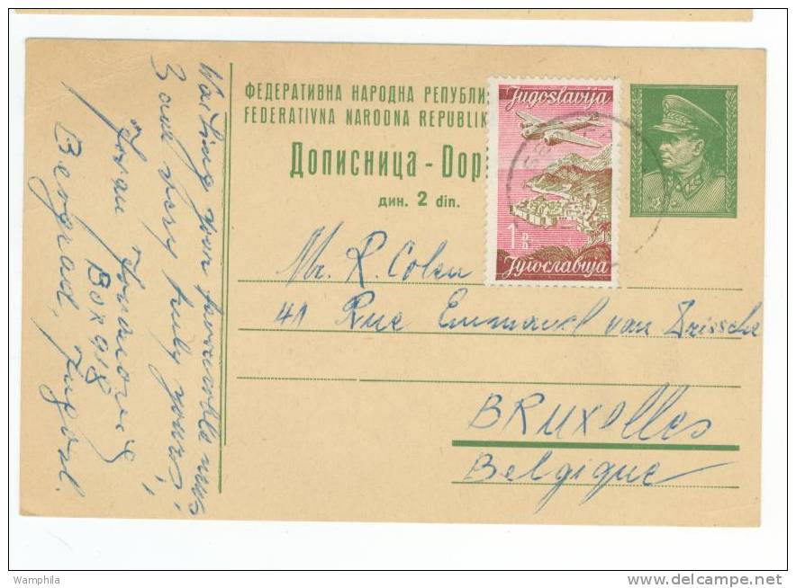 Entier Postal Avec Complément Pour Bruxelles - Autres & Non Classés