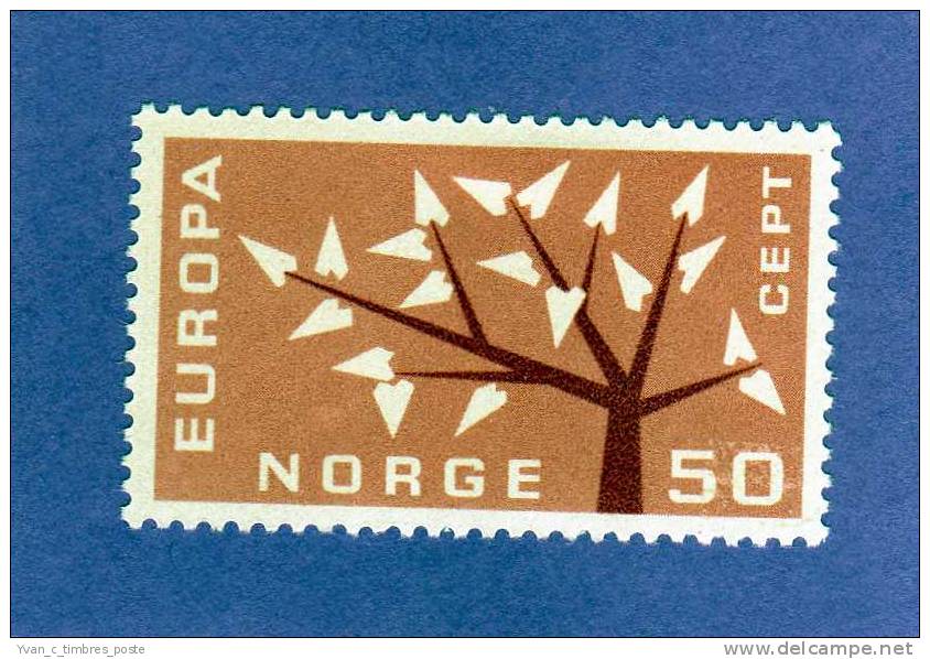 NORVEGE TIMBRE N° 433 NEUF CHARNIERE EUROPA 1962 - Unused Stamps