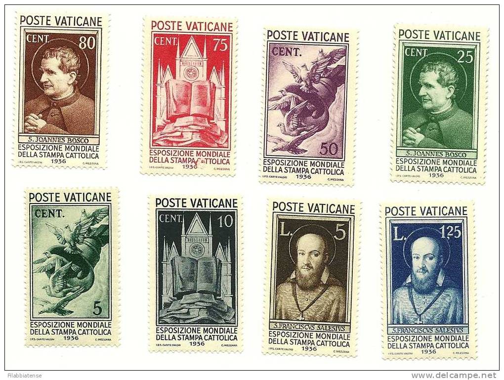 1936 - Vaticano 47/54  Stampa Cattolica - Linguellati   ++++++++ - Unused Stamps