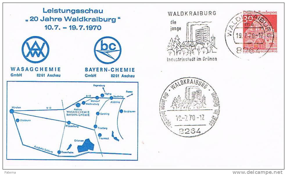 Carta, Entero Postal, WALDKRAIBURG 1970,  (Alemania), Cover, Lettre, Letter, - Enveloppes - Oblitérées