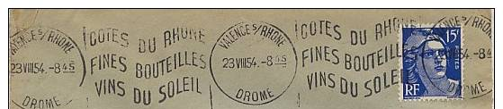 26  VALENCE SUR RHONE  Côtes Du Rhone Fines Bouteilles Vins Du Soleil  23/08/54 - Vins & Alcools