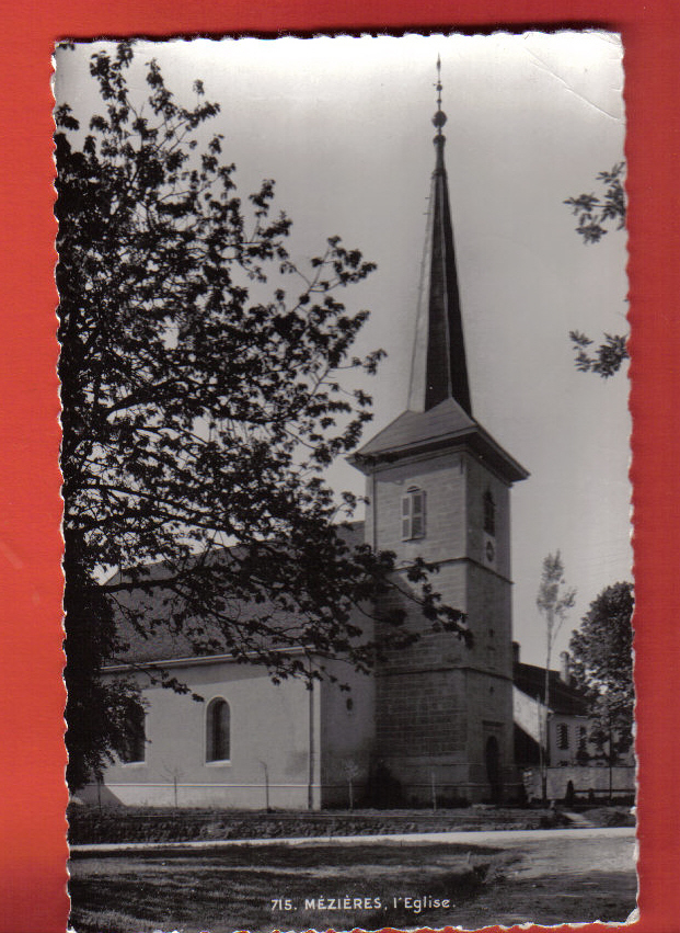 K019 Mézières, Eglise, Temple. Circulé, Date Illisible. Perrochet 715 - Jorat-Mézières