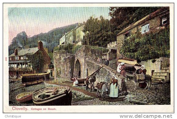 Cottages On The Beach, Clovelly, Devon. 1900-10s - Clovelly