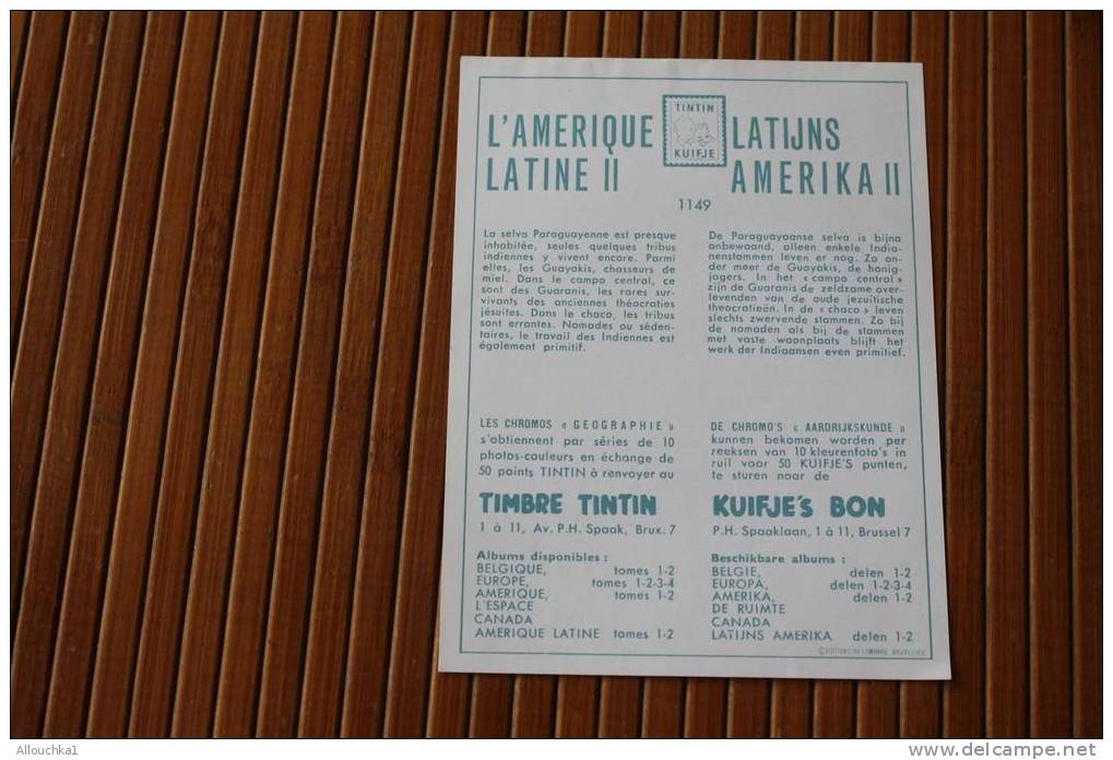 Tintin En  CHROMO & IMAGE COLLECTION TIMBRE KUIFJE'S BON TINTIN L'AMERIQUE LATINE - Collezioni
