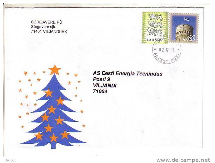 GOOD ESTONIA Postal Cover 2008 - Good Stamped: Long Herman 5.00 2007 With Sürgavere Cancel - Estonia