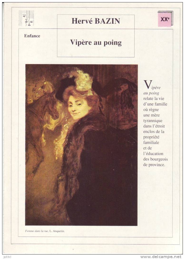 Fiche De Lecture Sur "Vipère Au Poing", D'Hervé Bazin - Learning Cards