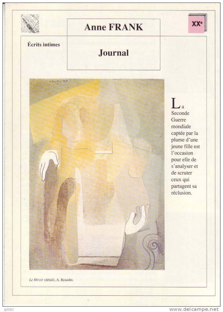 Fiche De Lecture Sur "Le Journal", D´Anne Frank - Learning Cards