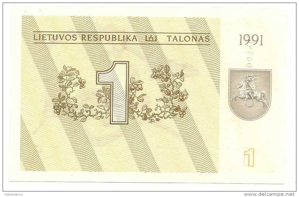 Lituania  1 Talonas  1991 - UNC - P.32a - Lituanie