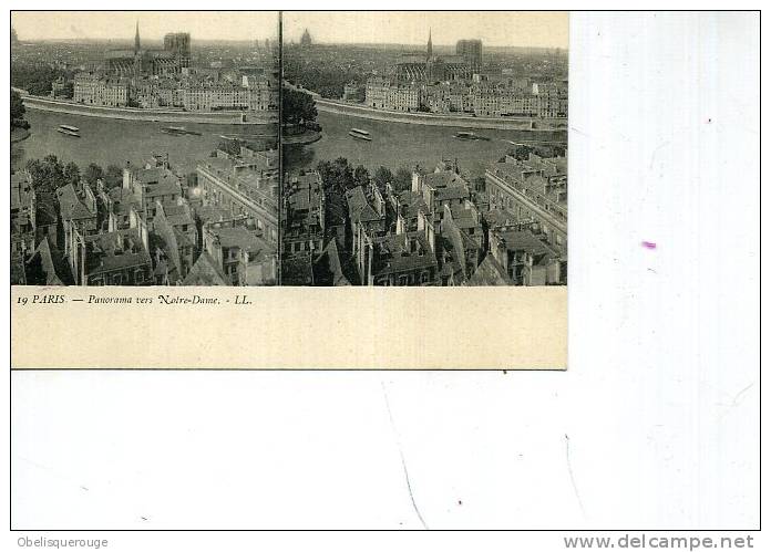 CARTE STEREO VERS 1895/ 1900  PANORAMA VERS NOTRE DAME  PARIS  N   19 LL TOP - Stereoscope Cards