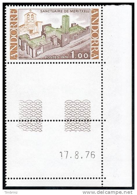 ANDORRE 1976 - Yv. 257 ** SUP Cdf Daté  Cote = 1,00 EUR - Sanctuaire De ND De Meritxell ..Réf.AND11562 - Unused Stamps