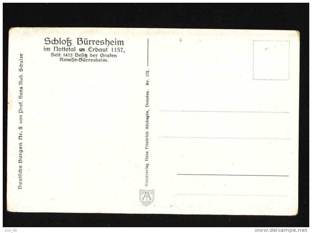 Germany Art Hans Rudolf Schulze  - SCHLOSS BURRESHEIM Bürresheim Im Nettetal  Pc 20298 - Schulze, Hans Rudolf